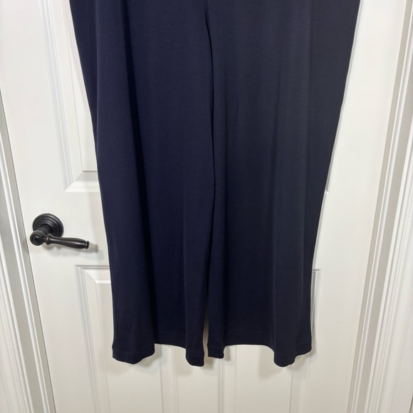 Misook Navy Blue Wide Leg Women's Pull-On Knit Pants Elastic Waist Size 3X - Picture 2 of 7